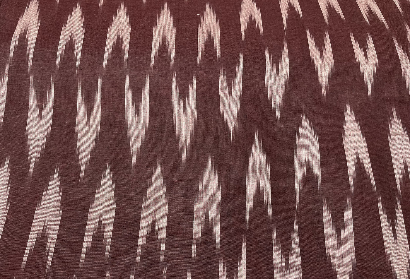 Maroon Chevron Handloom Ikat Cotton Fabric