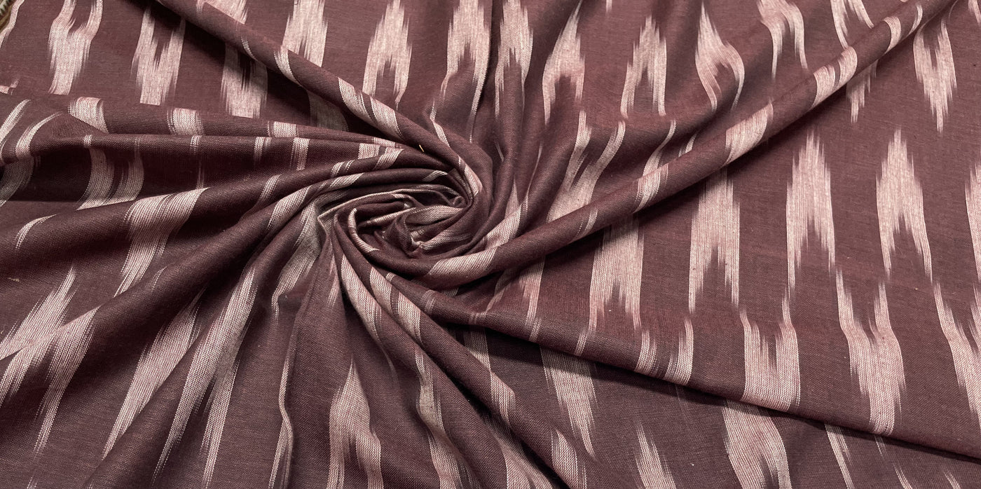 Maroon Chevron Handloom Ikat Cotton Fabric