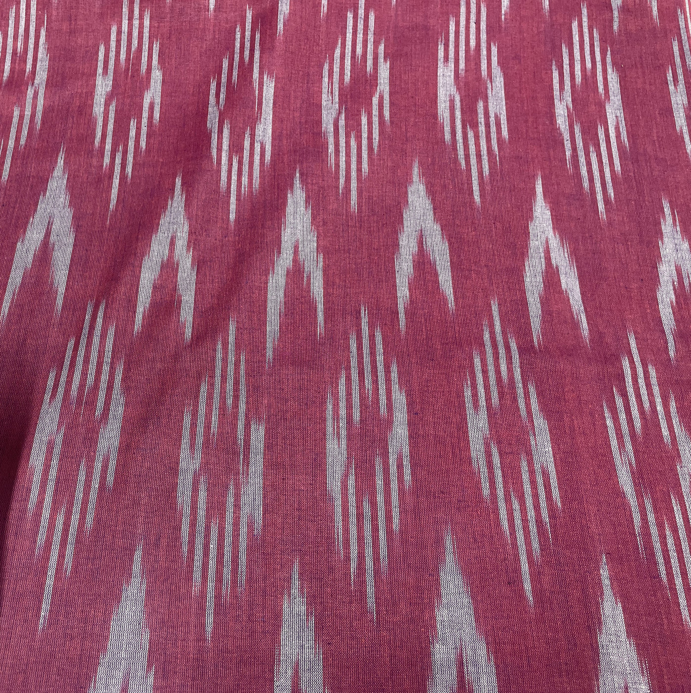 Pink Abstract Handloom Ikat Cotton Fabric