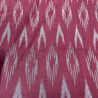 Pink Abstract Handloom Ikat Cotton Fabric