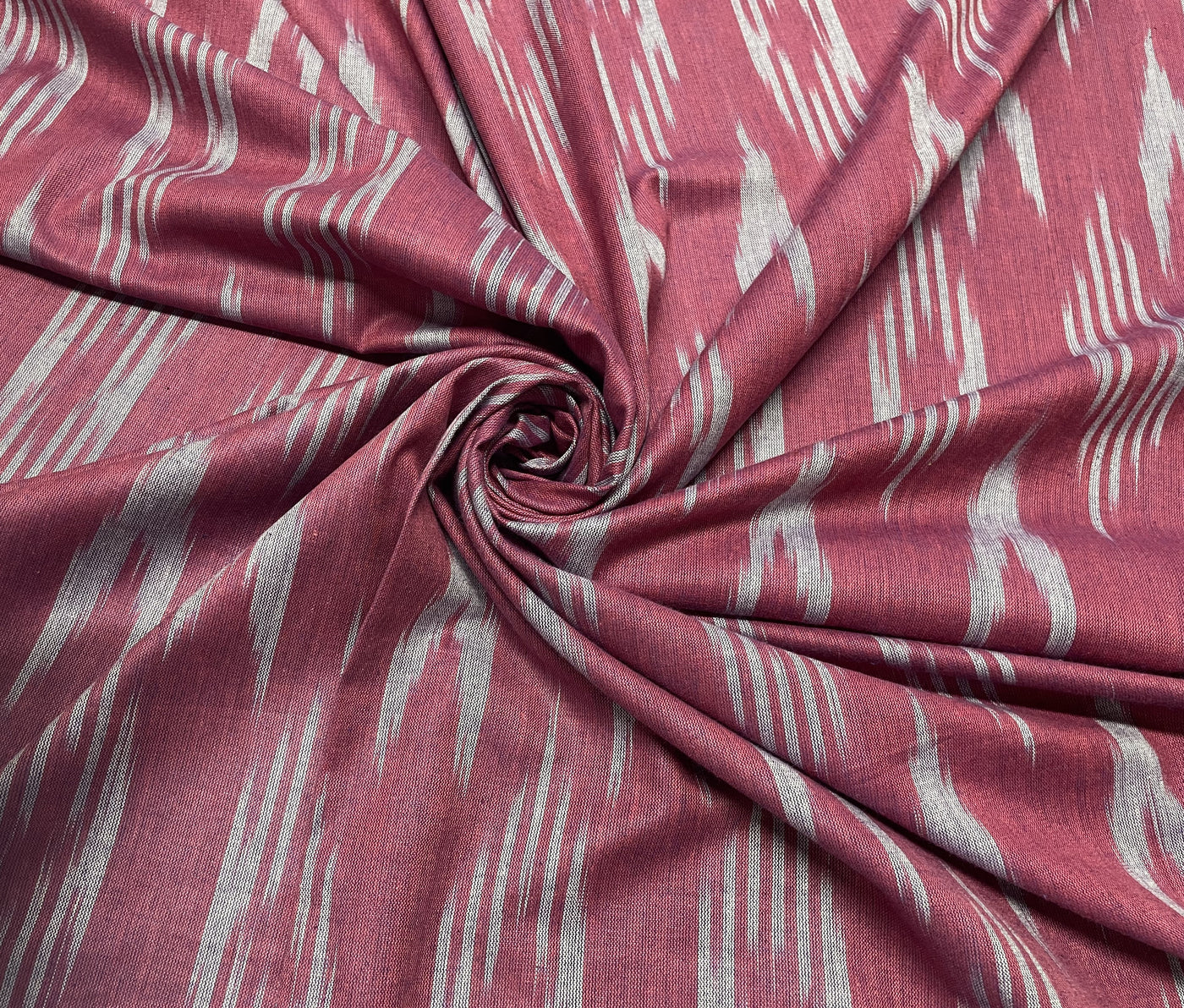 Pink Abstract Handloom Ikat Cotton Fabric