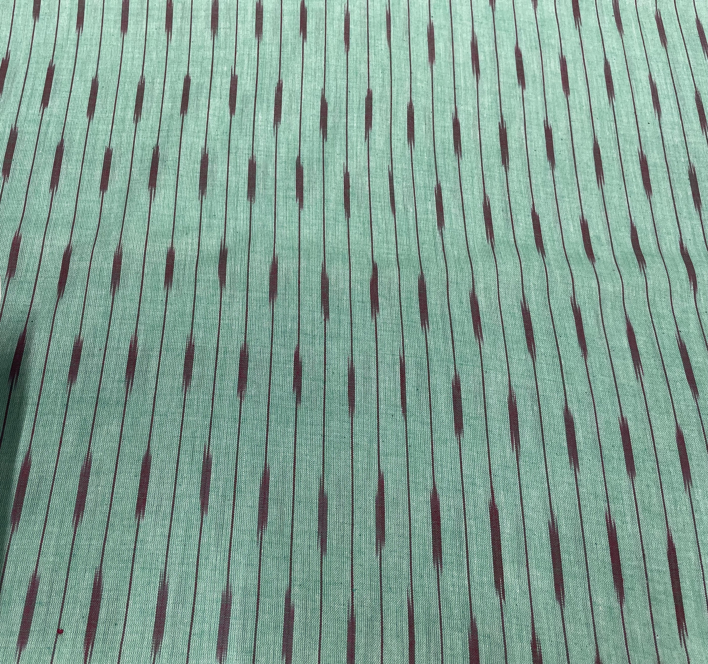 Green Stripes Handloom Ikat Cotton Fabric