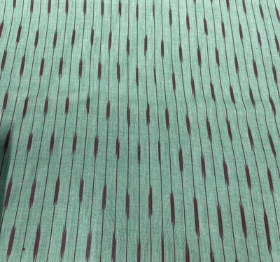 Green Stripes Handloom Ikat Cotton Fabric