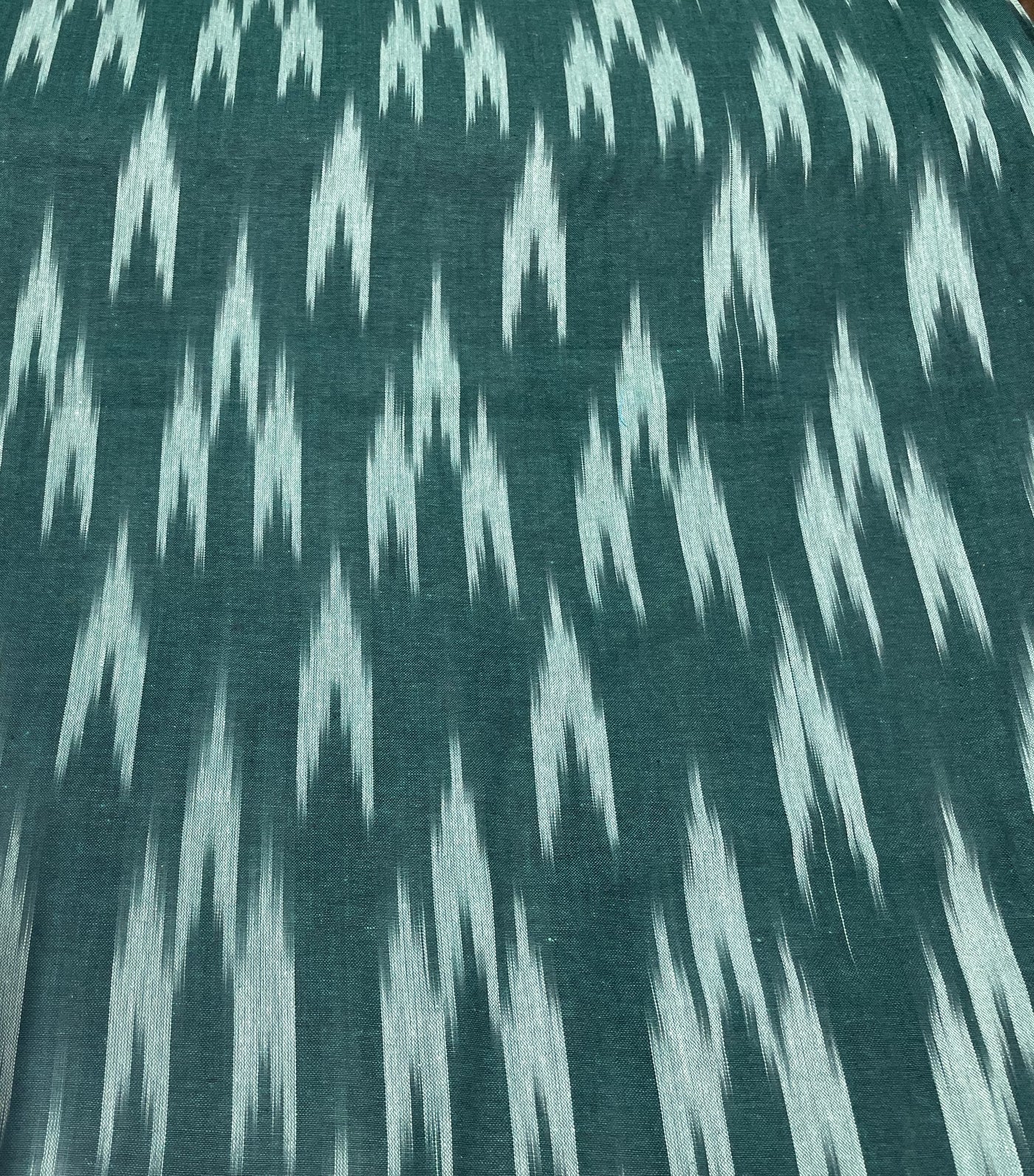 Green Abstract Handloom Ikat Cotton Fabric