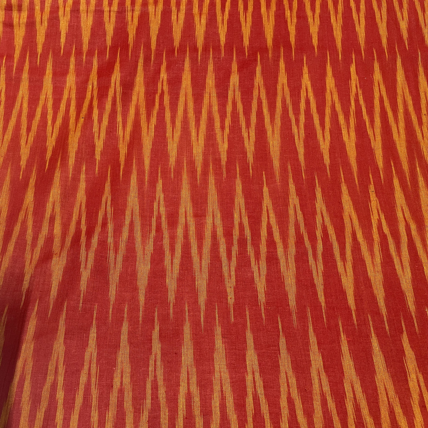 Red Chevron Handloom Ikat Cotton Fabric