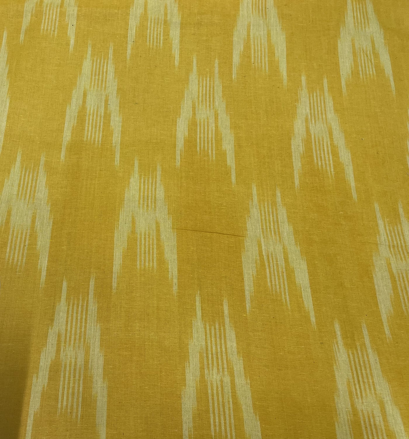 Yellow Abstract Handloom Ikat Cotton Fabric