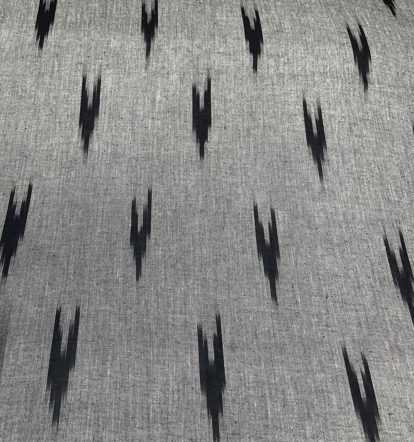 Gray Abstract Handloom Ikat Cotton Fabric