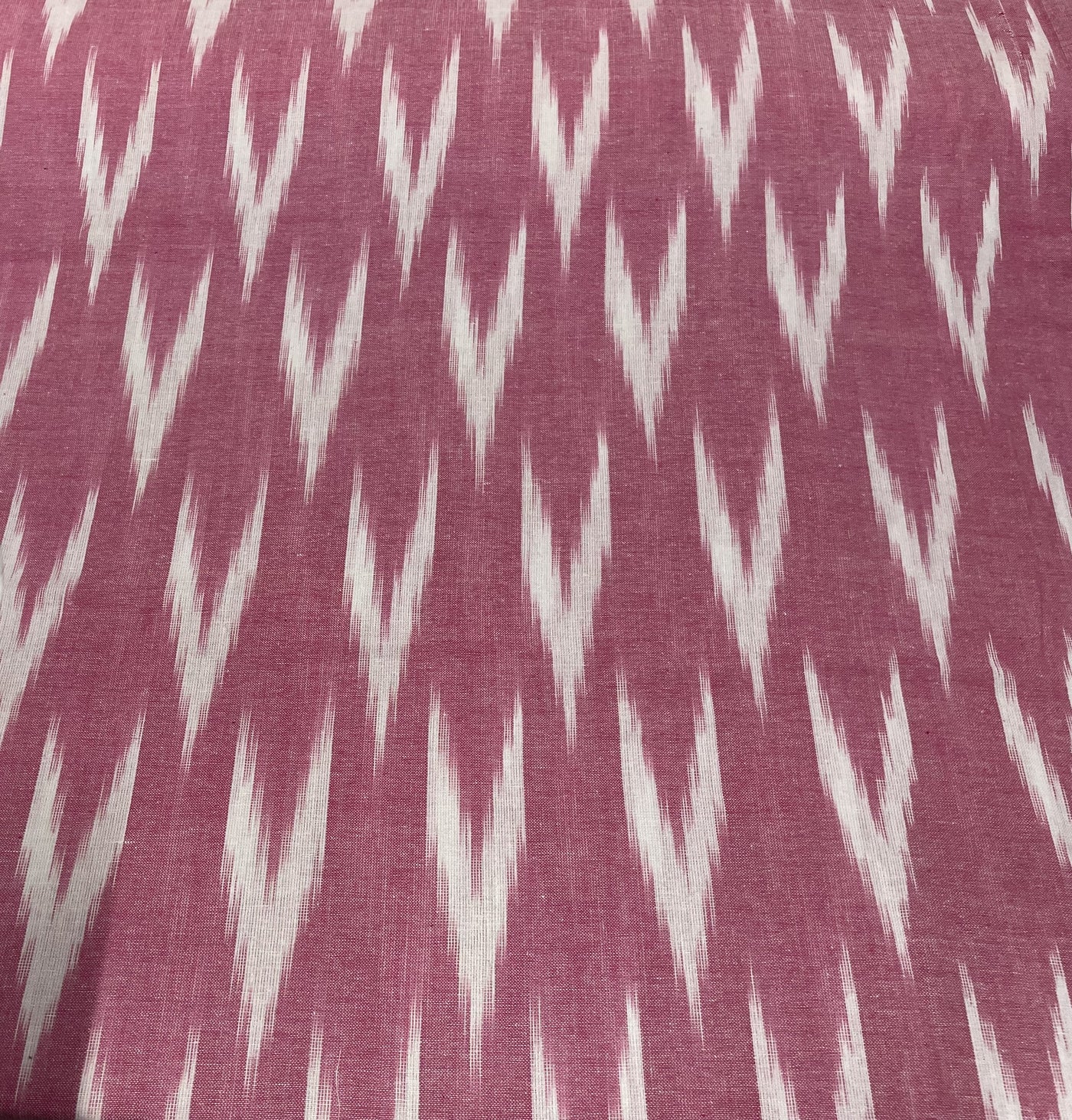 Pink Abstract Handloom Ikat Cotton Fabric