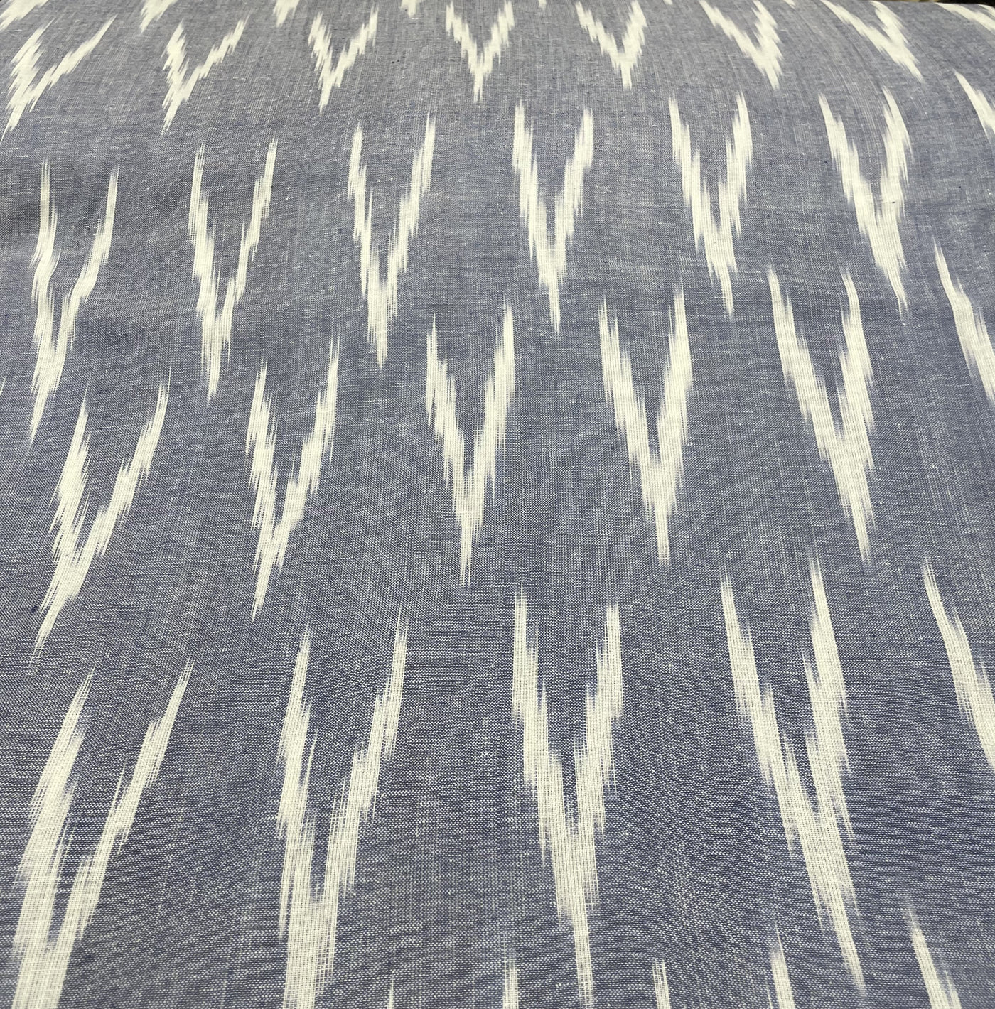 Gray Abstract Handloom Ikat Cotton Fabric