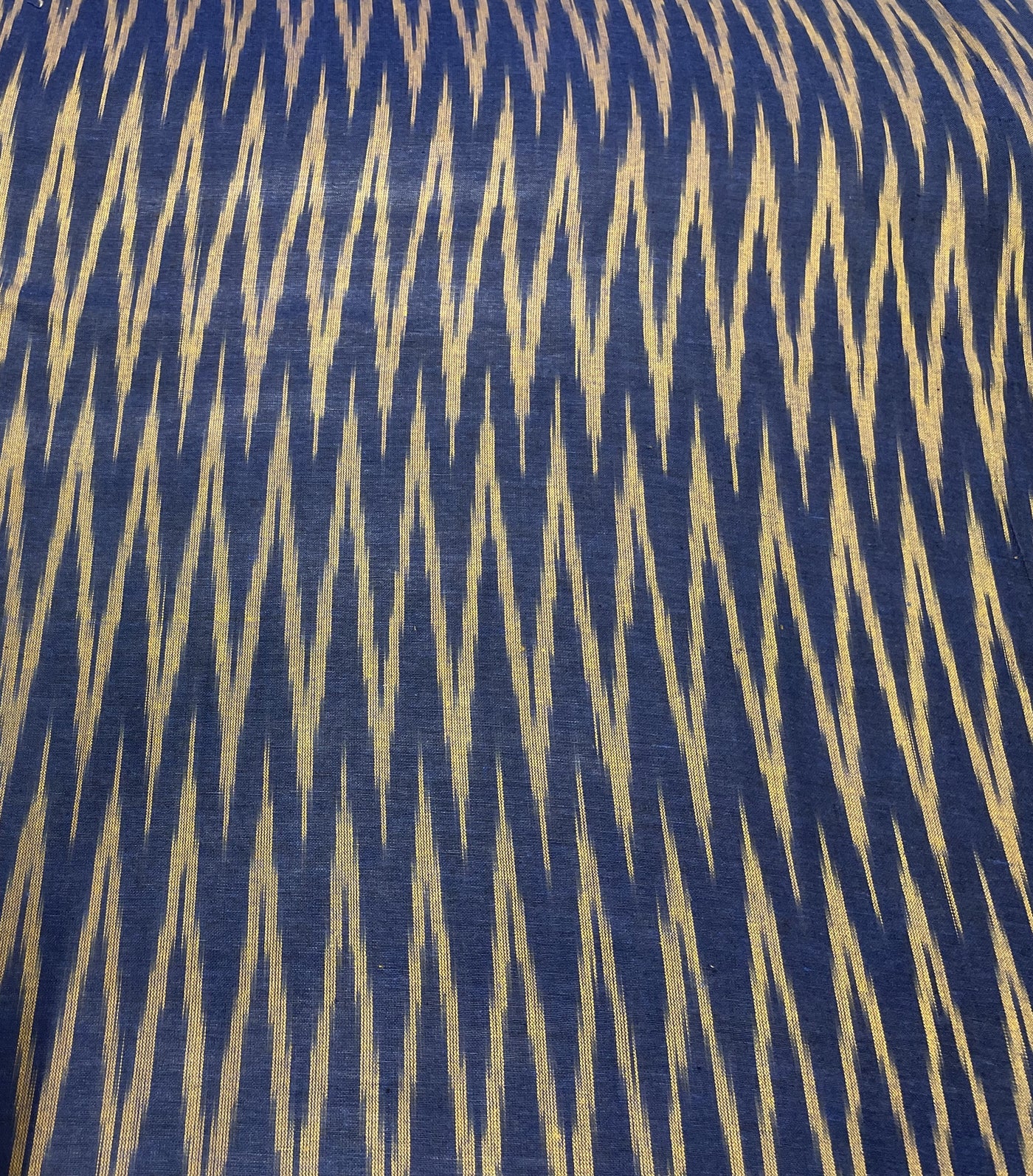 Blue Chevron Handloom Ikat Cotton Fabric