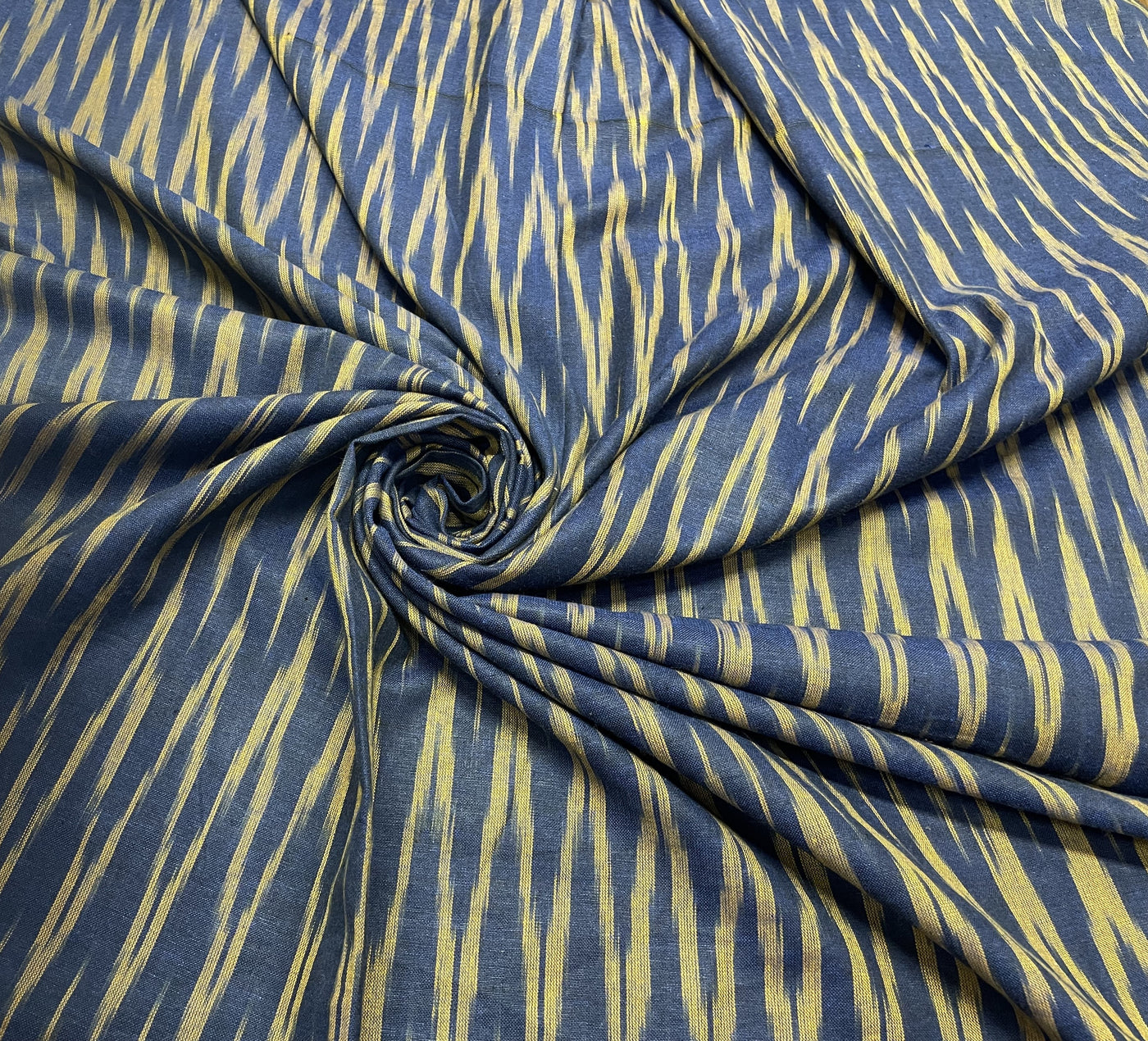 Blue Chevron Handloom Ikat Cotton Fabric