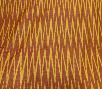 Brown & Yellow Chevron Handloom Ikat Cotton Fabric