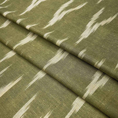 Olive Green Chevron Cotton Ikat Fabric