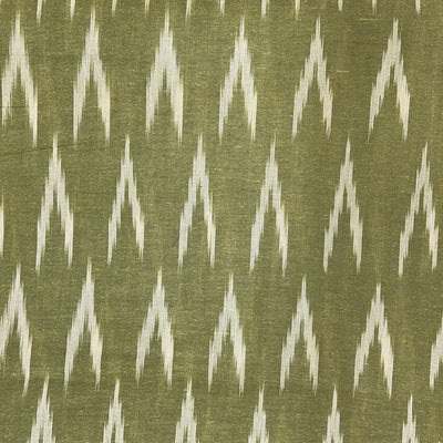 Olive Green Chevron Cotton Ikat Fabric