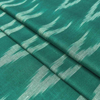 Teal Green Chevron Cotton Ikat Fabric