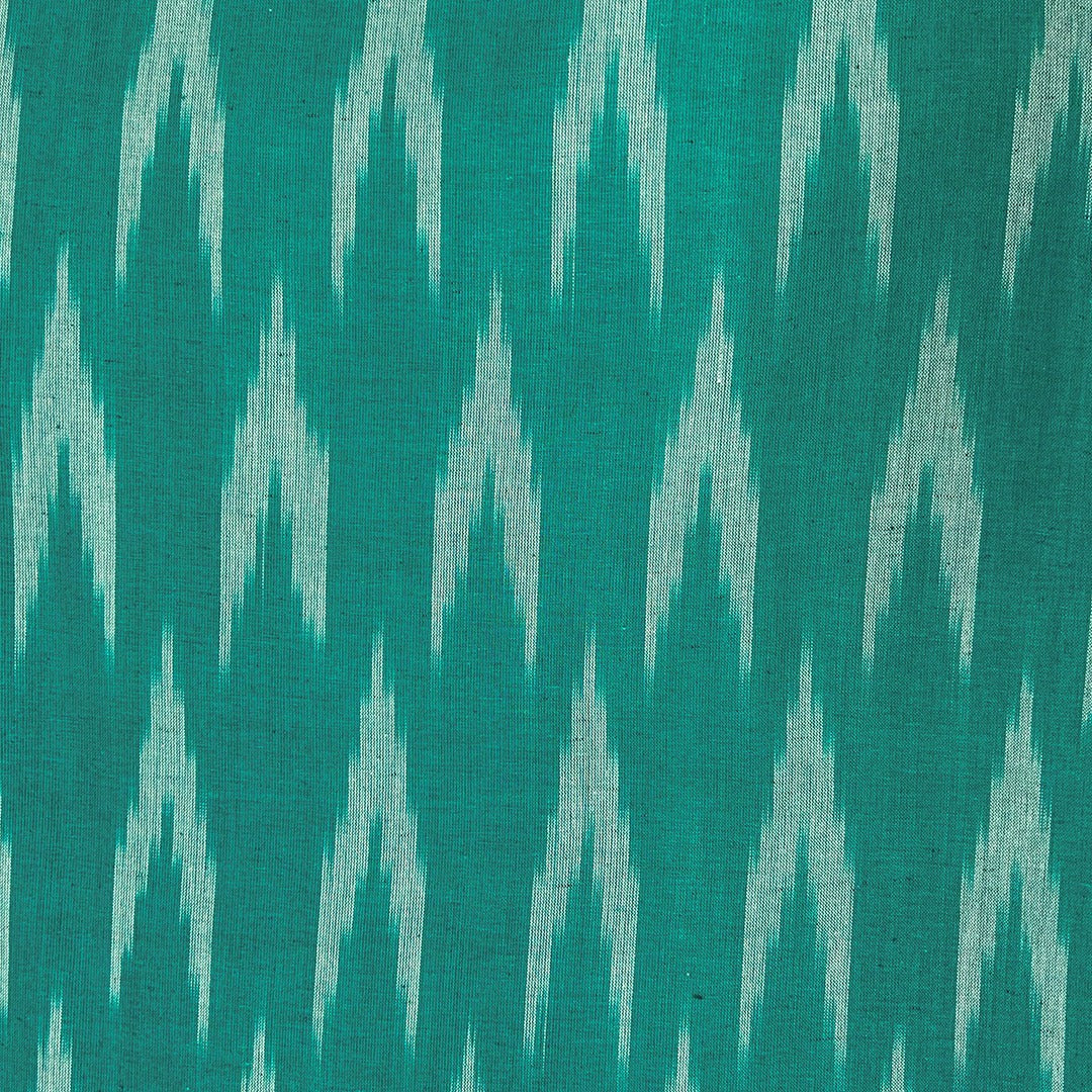 Teal Green Chevron Cotton Ikat Fabric