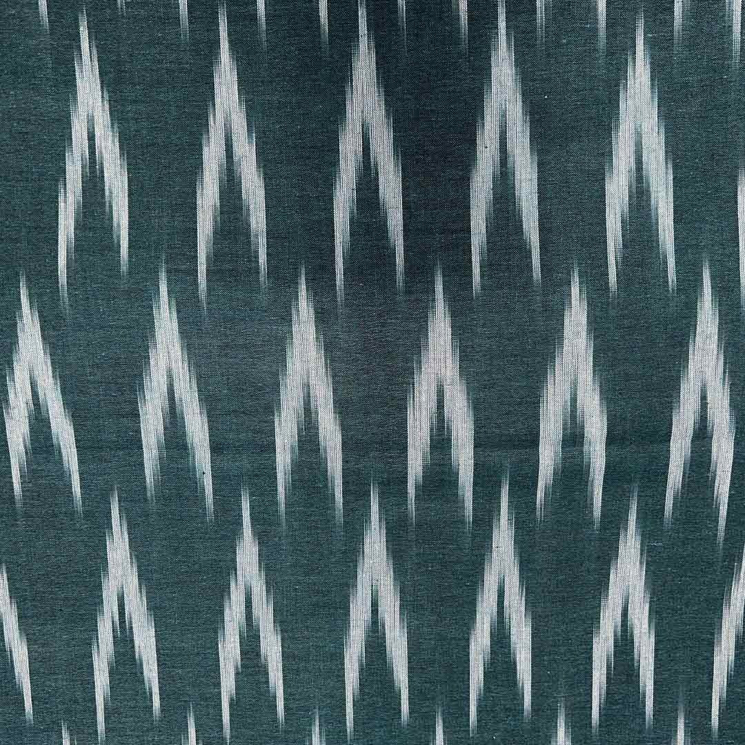 Green & Blue Chevron Cotton Ikat Fabric