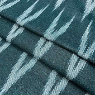 Green & Blue Chevron Cotton Ikat Fabric