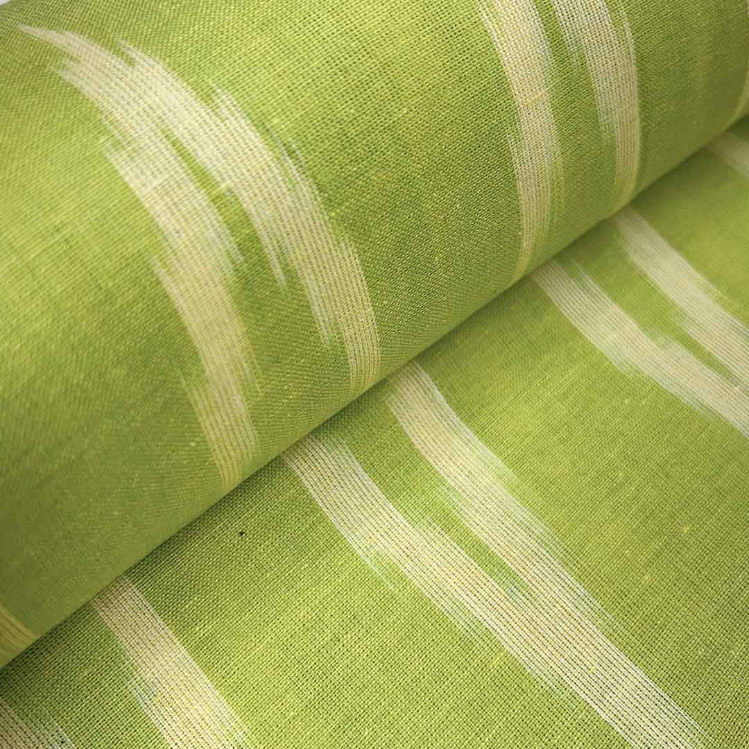 Light Green Chevron Cotton Ikat Fabric