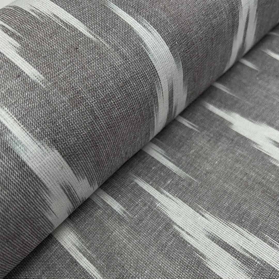 Gray Chevron Cotton Ikat Fabric