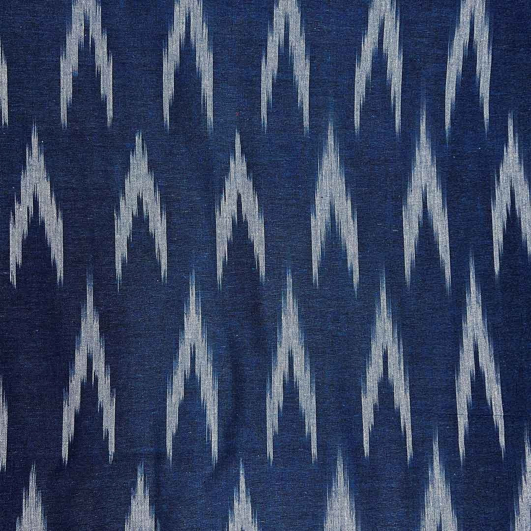 Navy Blue Chevron Cotton Ikat Fabric