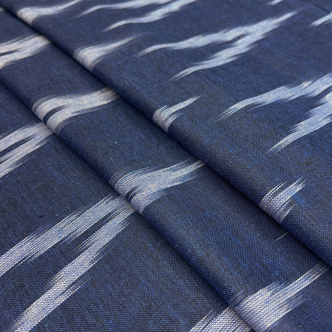 Navy Blue Chevron Cotton Ikat Fabric