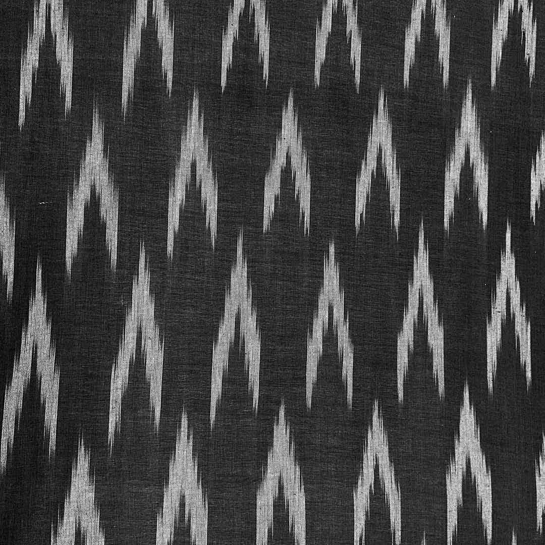 Black Chevron Cotton Ikat Fabric