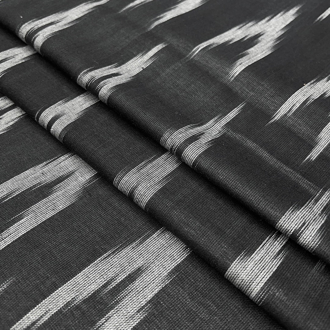 Black Chevron Cotton Ikat Fabric