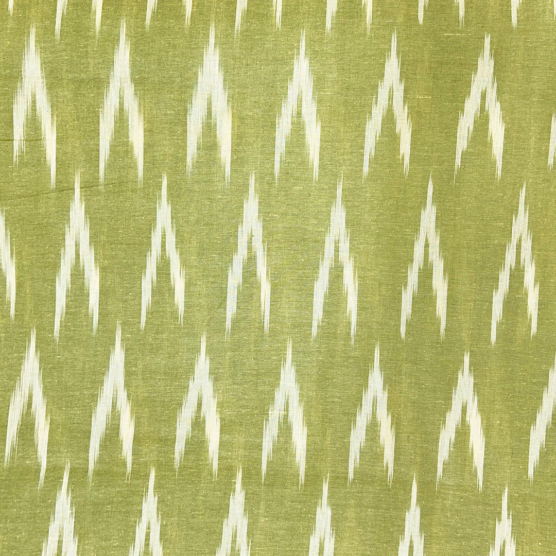 Light Mehndi Green Chevron Cotton Ikat Fabric (Wholesale)