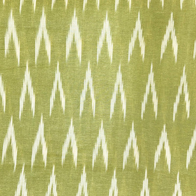 Light Mehndi Green Chevron Cotton Ikat Fabric (Wholesale)