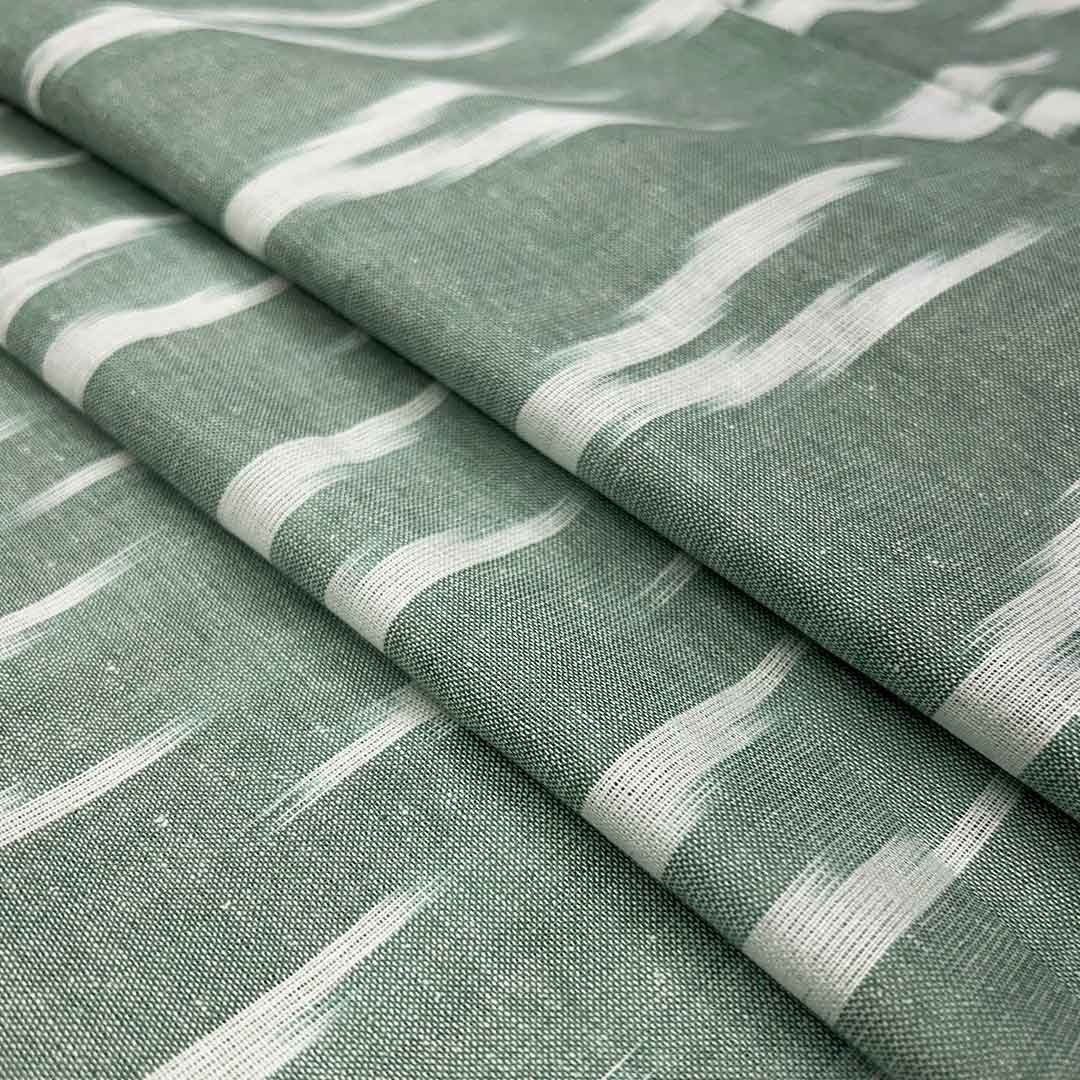 Light Sea Green Chevron Cotton Ikat Fabric