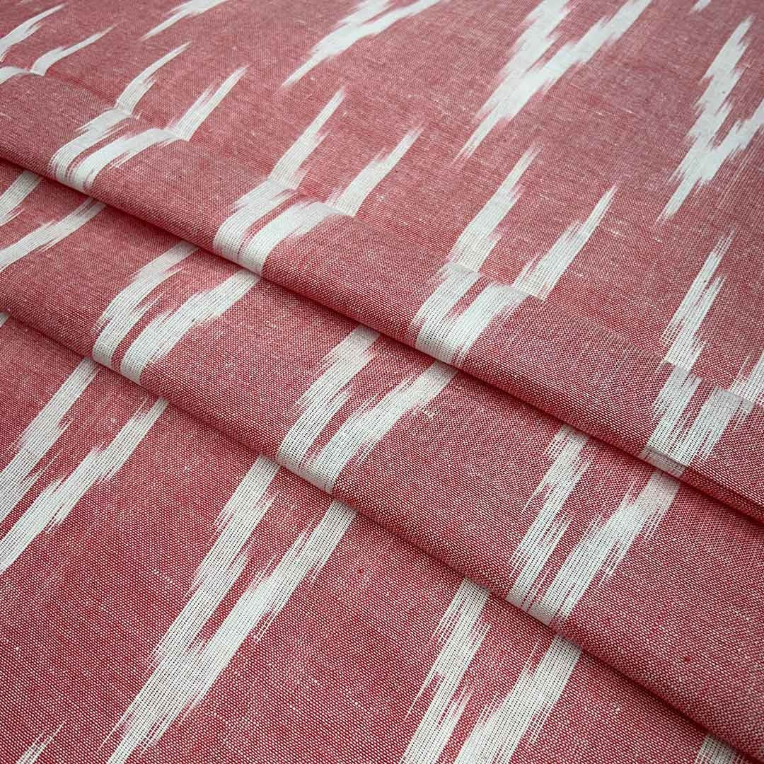 Dark Peach Chevron Cotton Ikat Fabric (Wholesale)