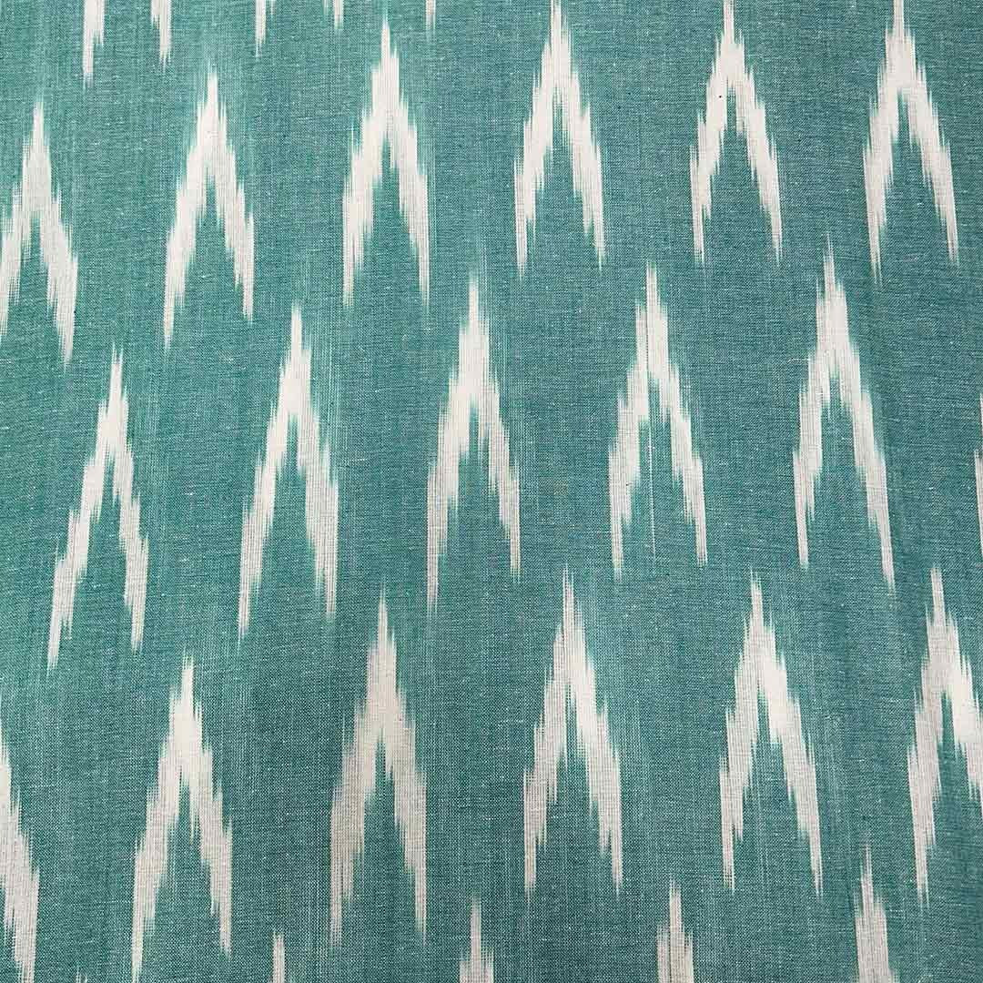 Cyan Chevron Cotton Ikat Fabric (Wholesale)