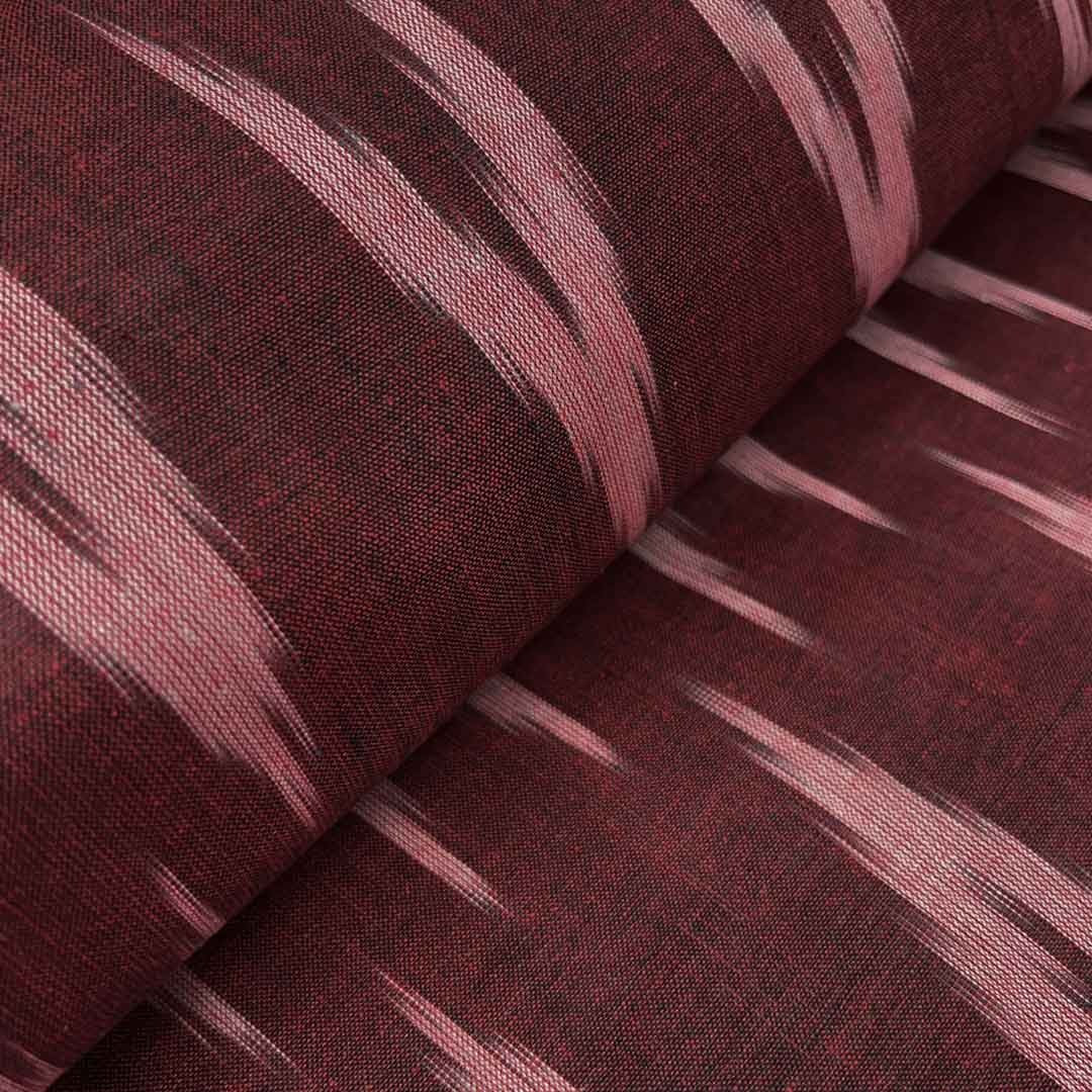 Maroon Chevron Cotton Ikat Fabric (Wholesale)