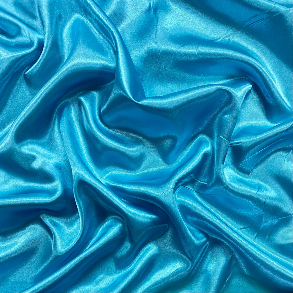 Turquoise Liquid Diamond Satin Fabric