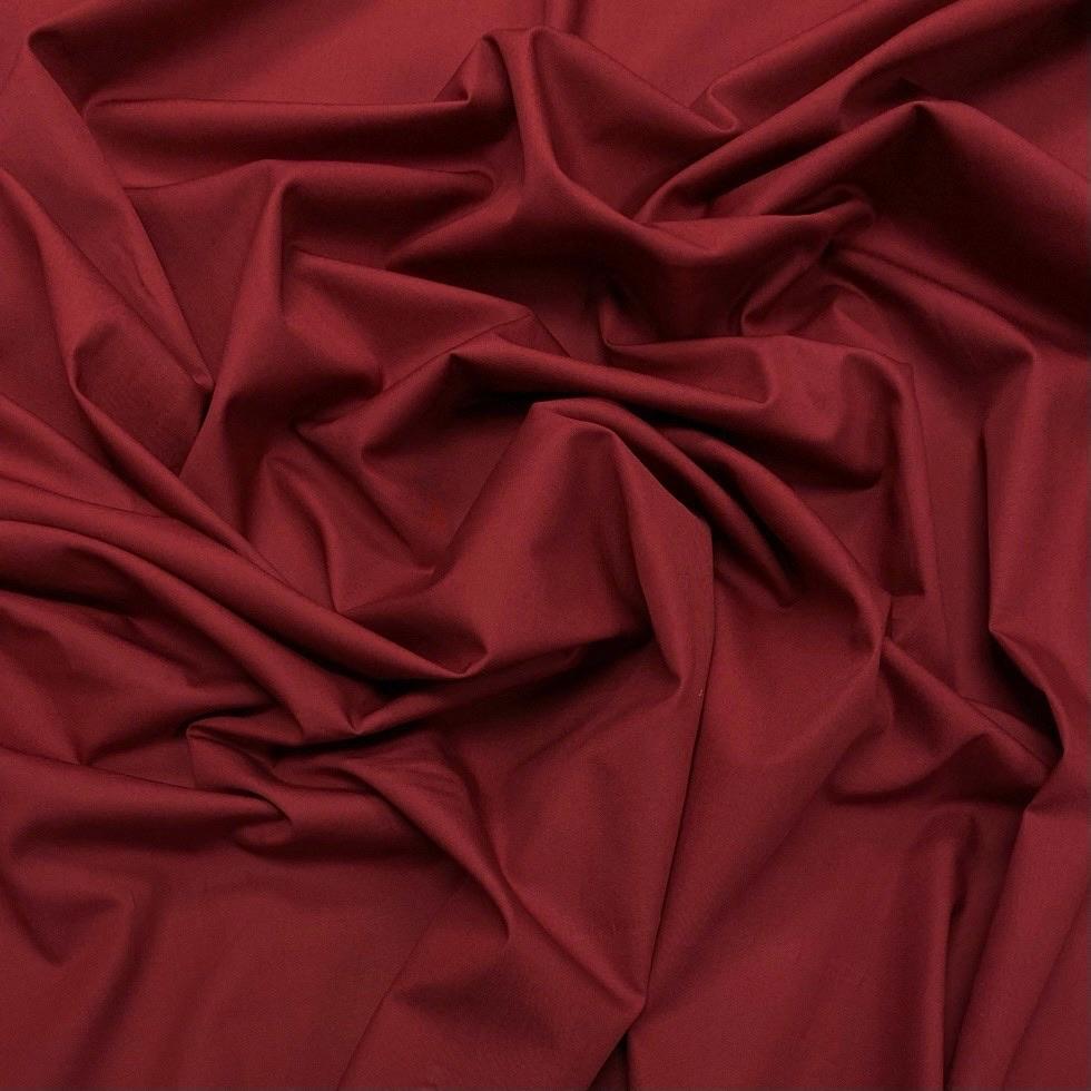 Claret Red Plain Rose & Hubble Cotton Poplin Fabric