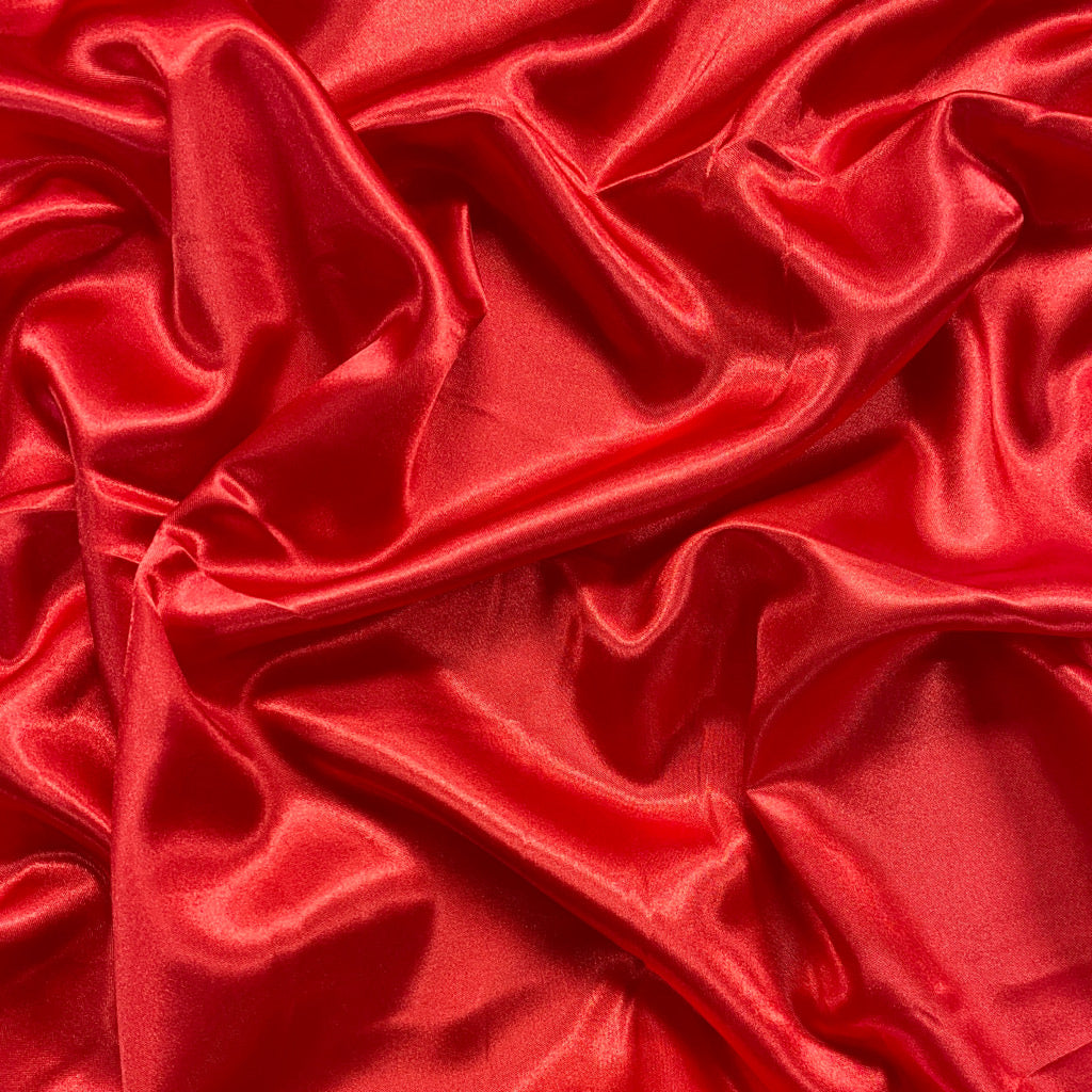 Crimson Red Liquid Diamond Satin Fabric