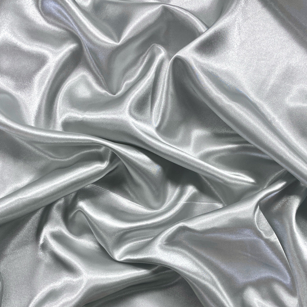 Silver Plain Liquid Diamond Satin Fabric