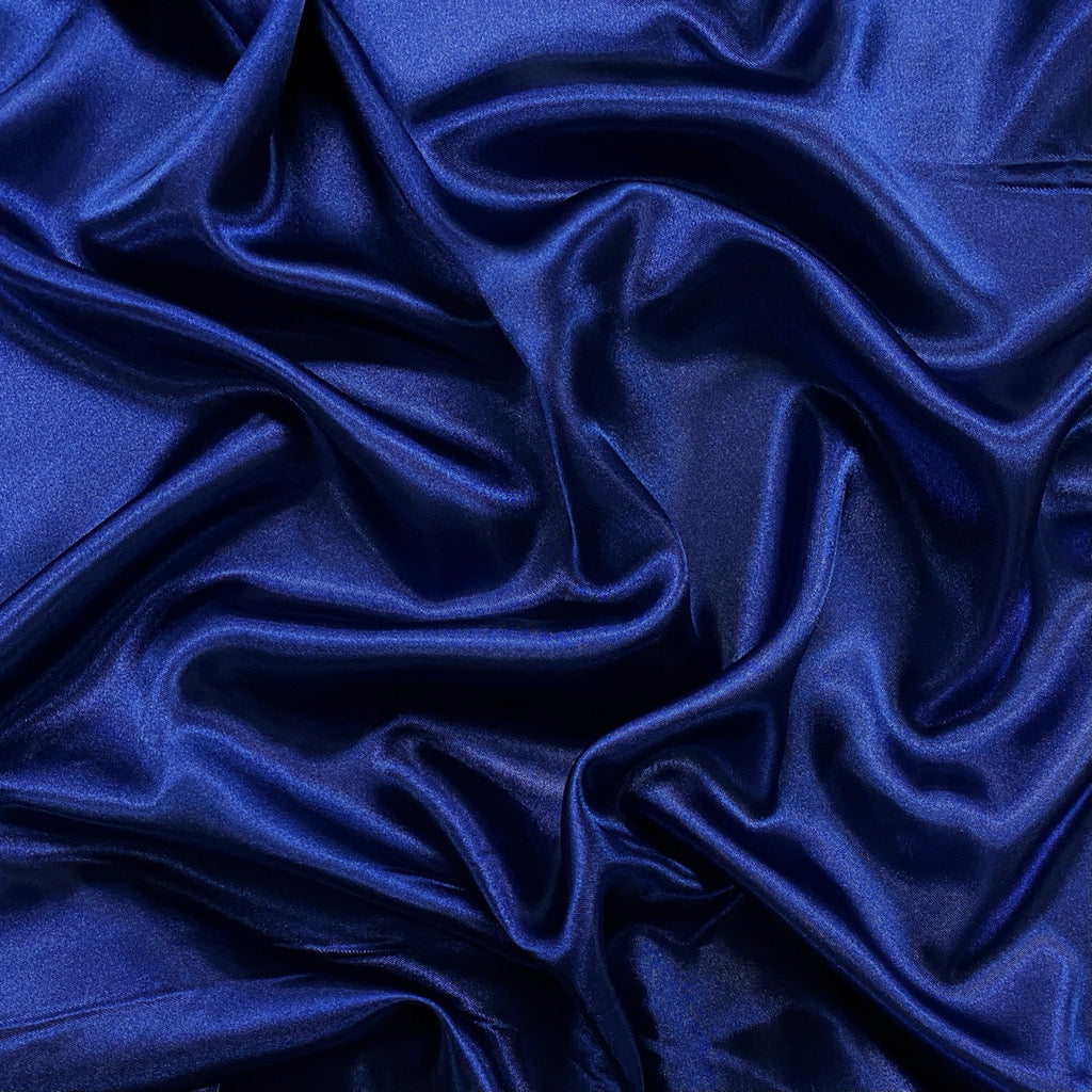Navy Blue Liquid Diamond Satin Fabric