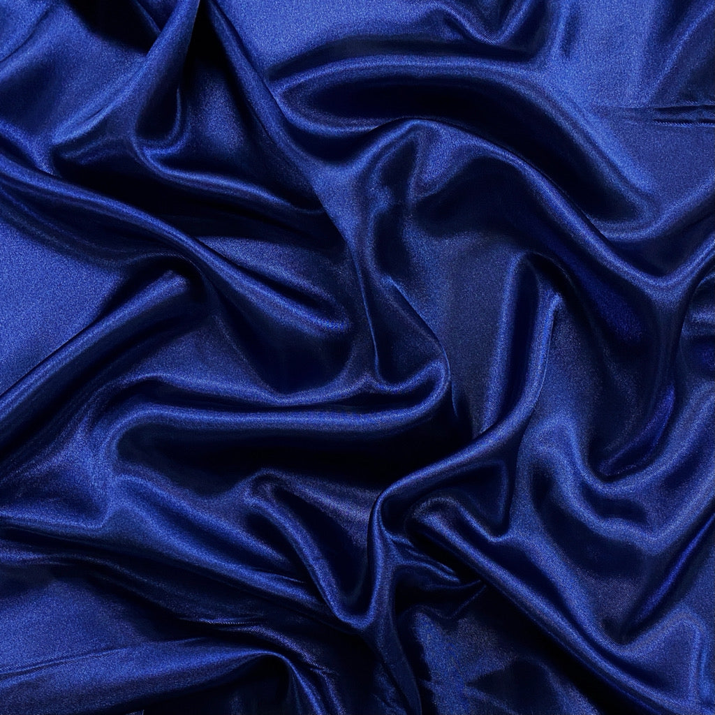 Navy Blue Plain Liquid Diamond Satin Fabric