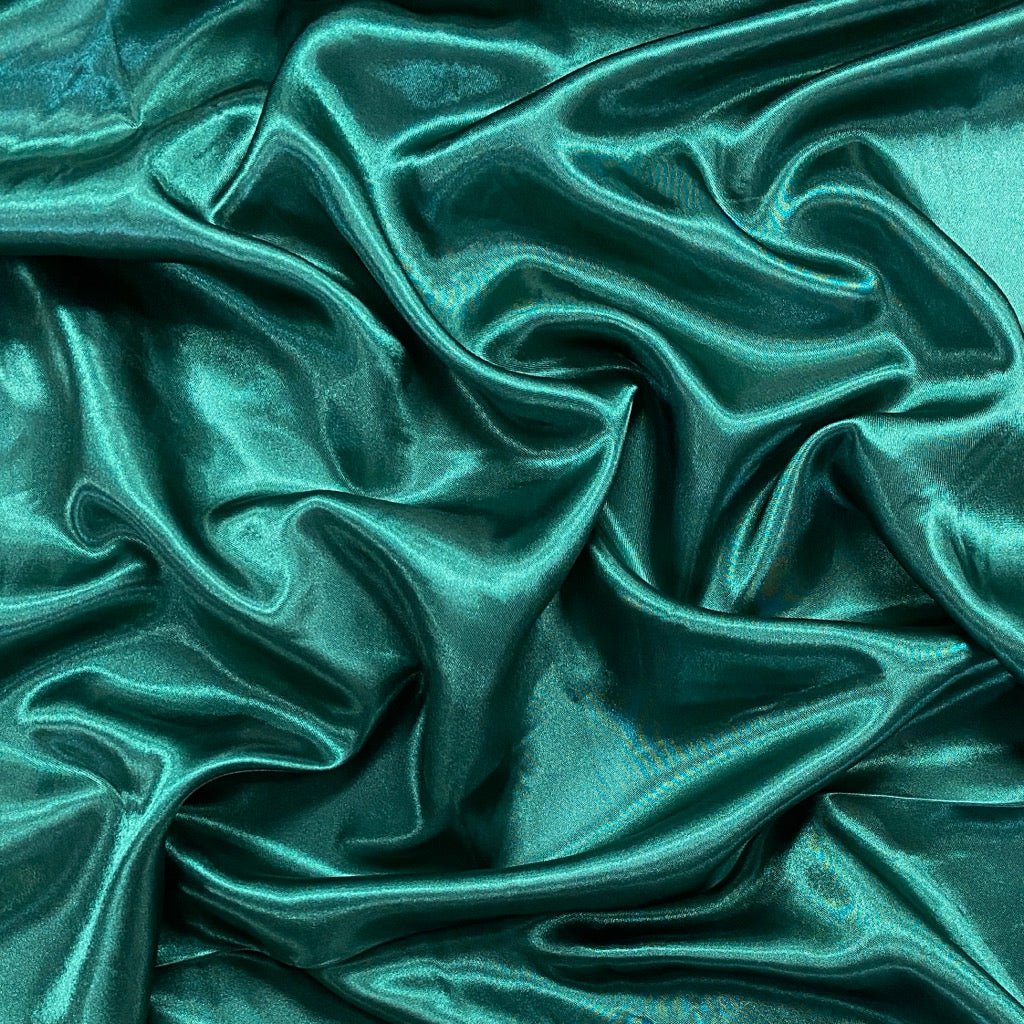 Bottle Green Plain Liquid Diamond Satin Fabric Material (Wholesale)