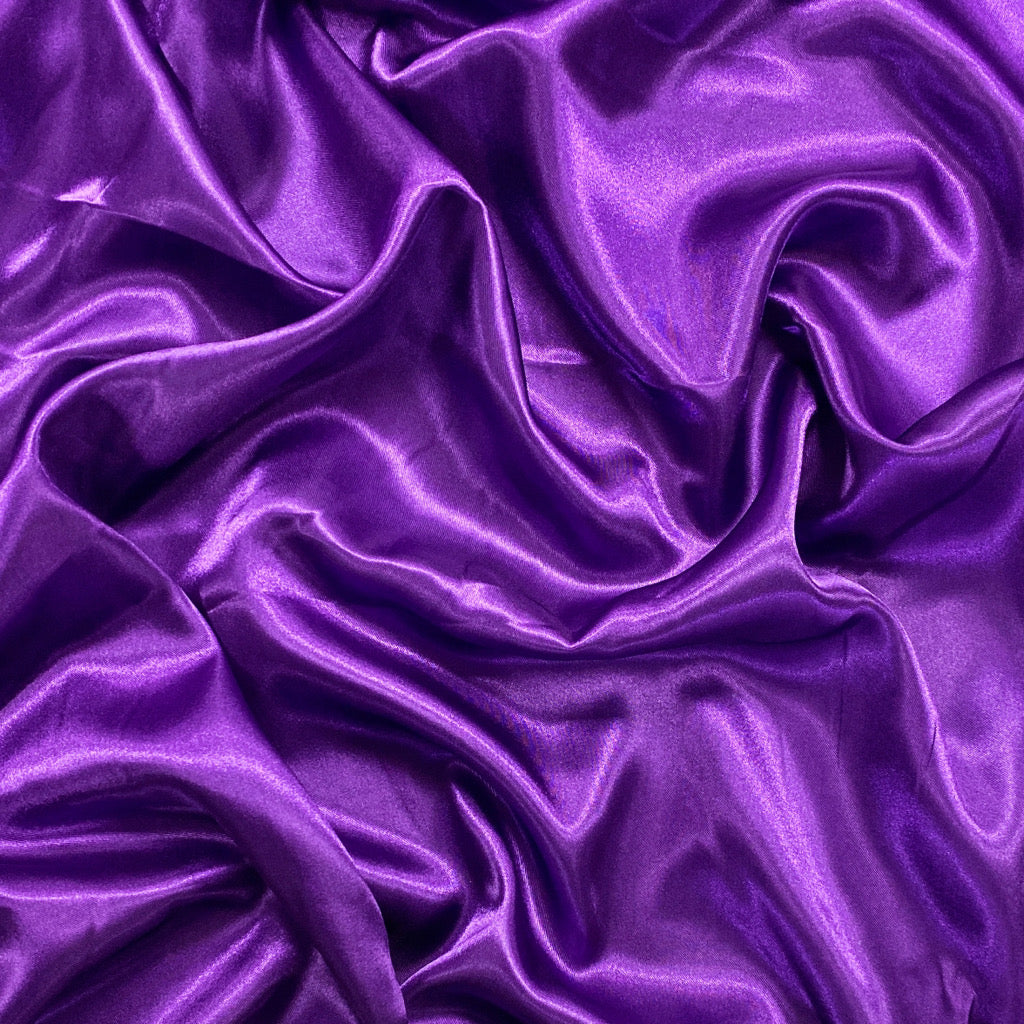 Deep Purple Liquid Diamond Satin Fabric