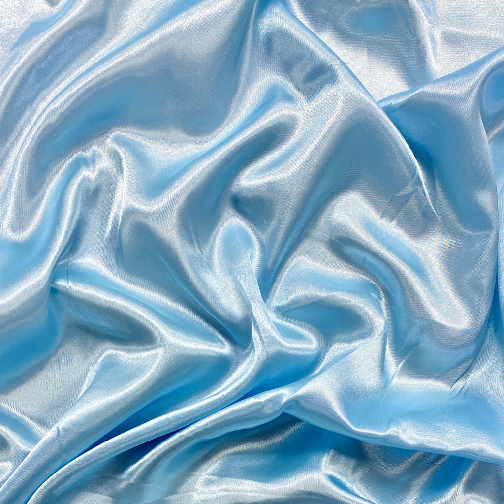 Light Blue Liquid Diamond Satin Fabric