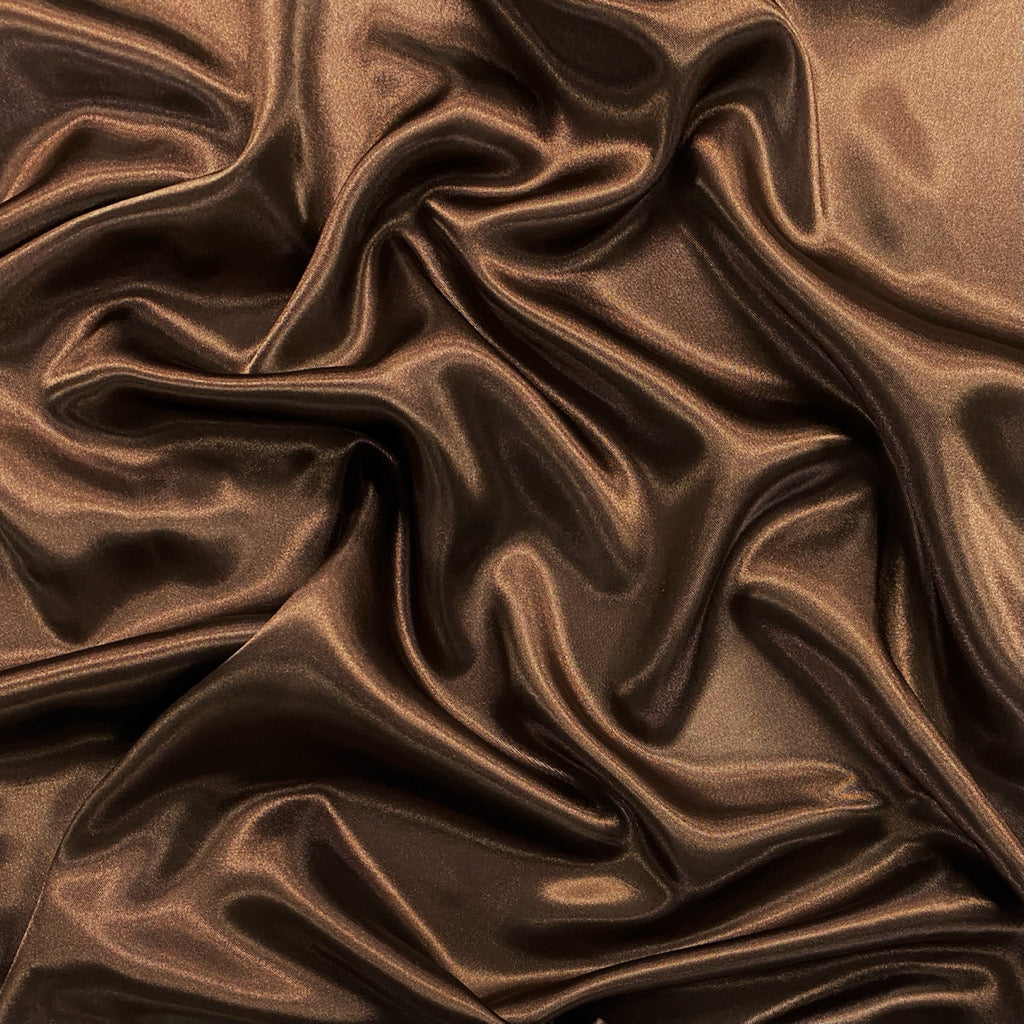 Chocolate Plain Liquid Diamond Satin Fabric