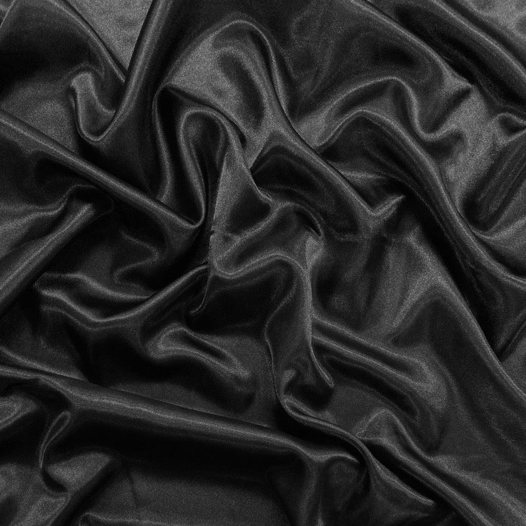 Black Plain Liquid Diamond Satin Fabric Material (Wholesale)