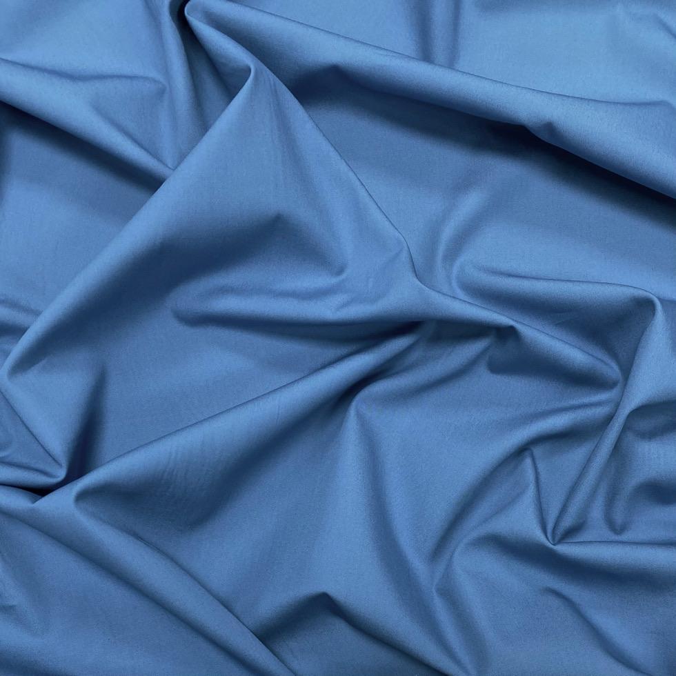 Blue Plain Rose & Hubble Cotton Poplin Fabric (Wholesale)