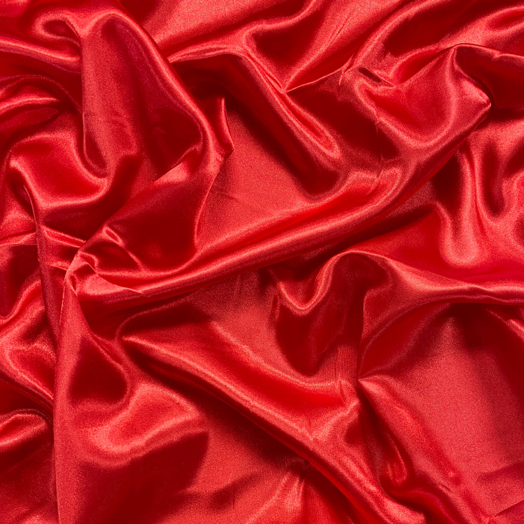 Crimson Red Liquid Diamond Satin Fabric Material (Wholesale)