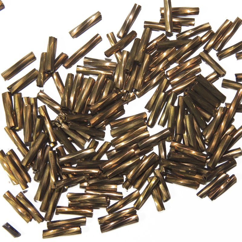 Antique Golden Twisted Bugle Beads - 9 mm (Wholesale)