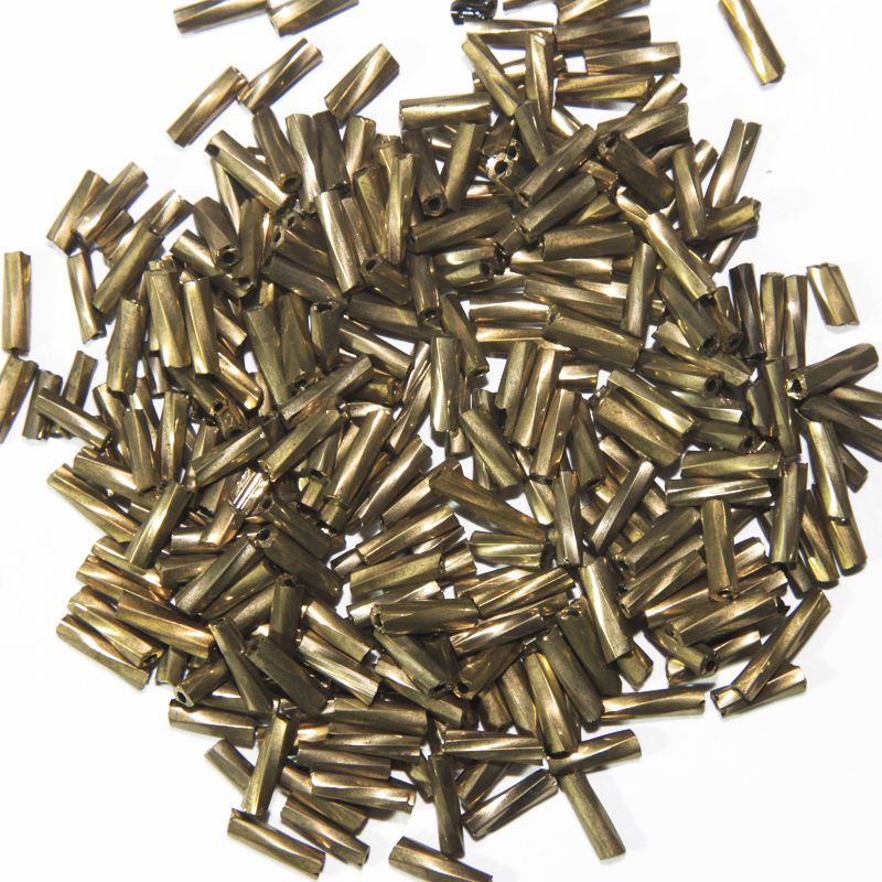 Antique Golden Twisted Bugle Beads - 7 mm (Wholesale)