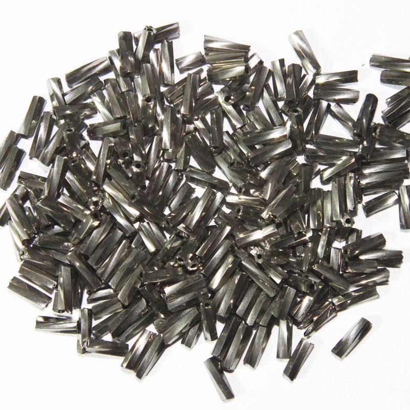 Gun Metal Twisted Glass Beads - 9 mm (Wholesale)